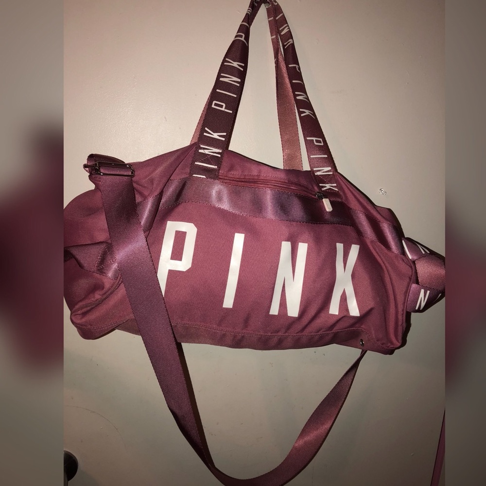 Pink duffle bag